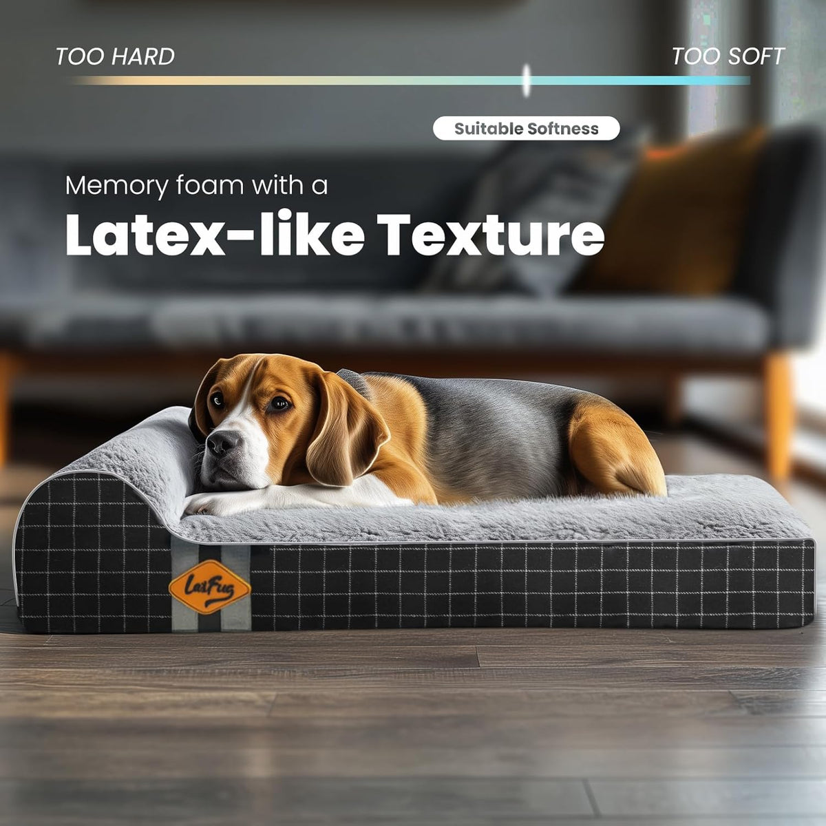 Laifug Orthopedic Memory Foam Dog Bed with Durable Water Proof Liner and Removable Washable Cover