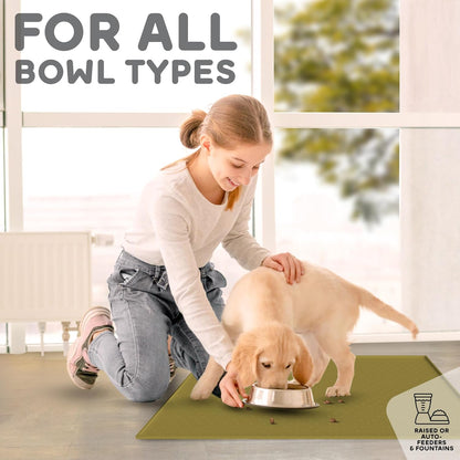 Dog Food Mat - 24x15 Raised Edges Dogs Mat for Food and Water Prevent Spill, Waterproof Cat Food