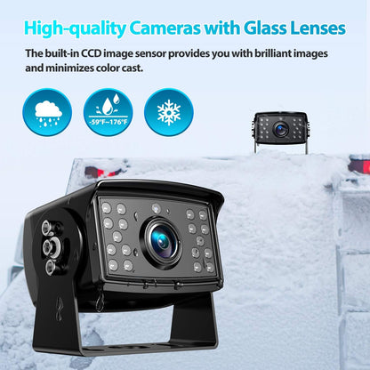 Fookoo ??HD Wired Backup Camera System Kit,10 inch Dual Split Screen Monitor with Recording IP69