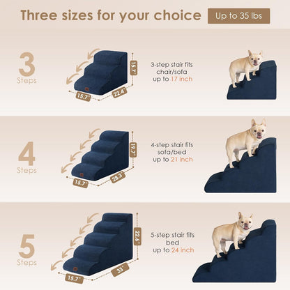 EHEYCIGA Curved Dog Stairs Ramp for Small Dogs 15.7" H, 3-Step Dog Steps for Couch Sofa and Chair