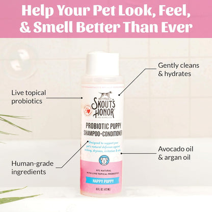 Skout's Honor Probiotic Dog Shampoo & Conditioner with Avocado Oil & Omega-3s, 97% Natural, Paraben
