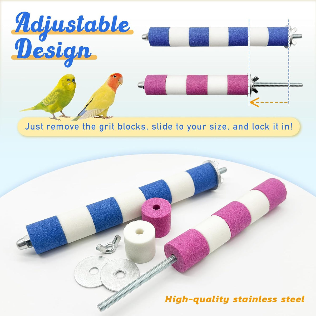 Bird Perches for Cage Bird Cage Accessories Toys Parrot Sand Paw Grinding Stick for Budgies