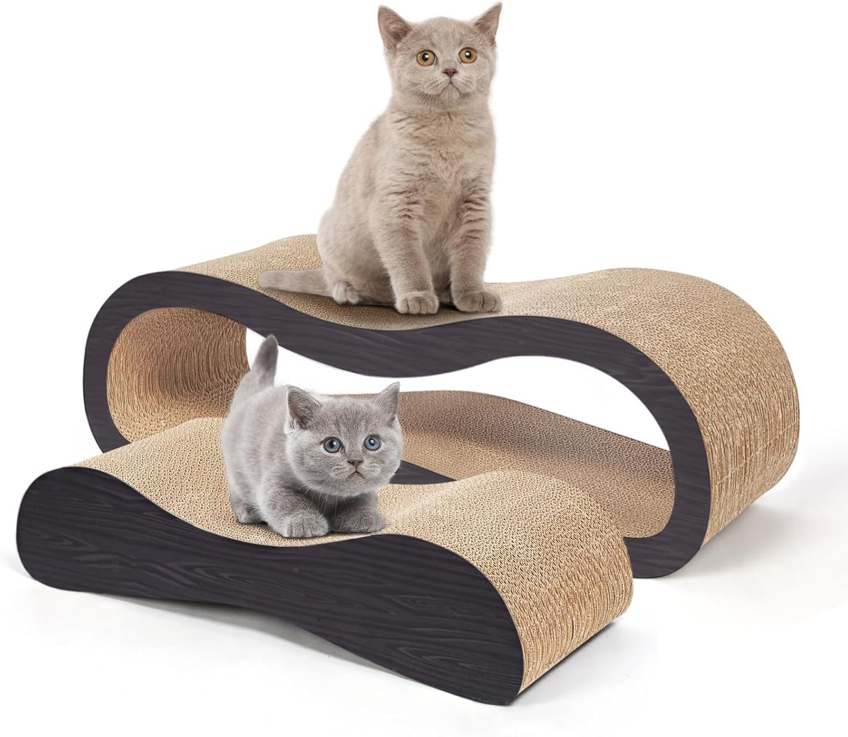 2 in 1 Cat Scratcher Cardboard Lounge Bed, Cat Scratching Post, Durable Board Pads Prevents