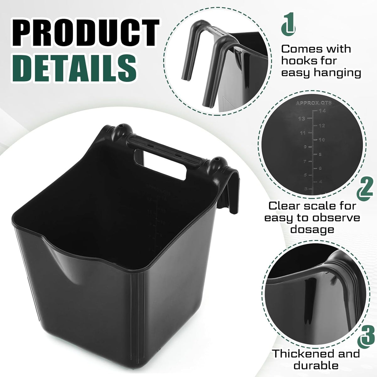 Marsui 8 Pcs 15 Quart Horse Feeders for Stall Hook Over Hanging Fence Hay Feeder Mountable