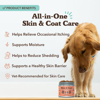 Natural Dog Company Omega Skin & Coat Chews, Vet Strength Supplement, Itchy Skin Relief, Moisture