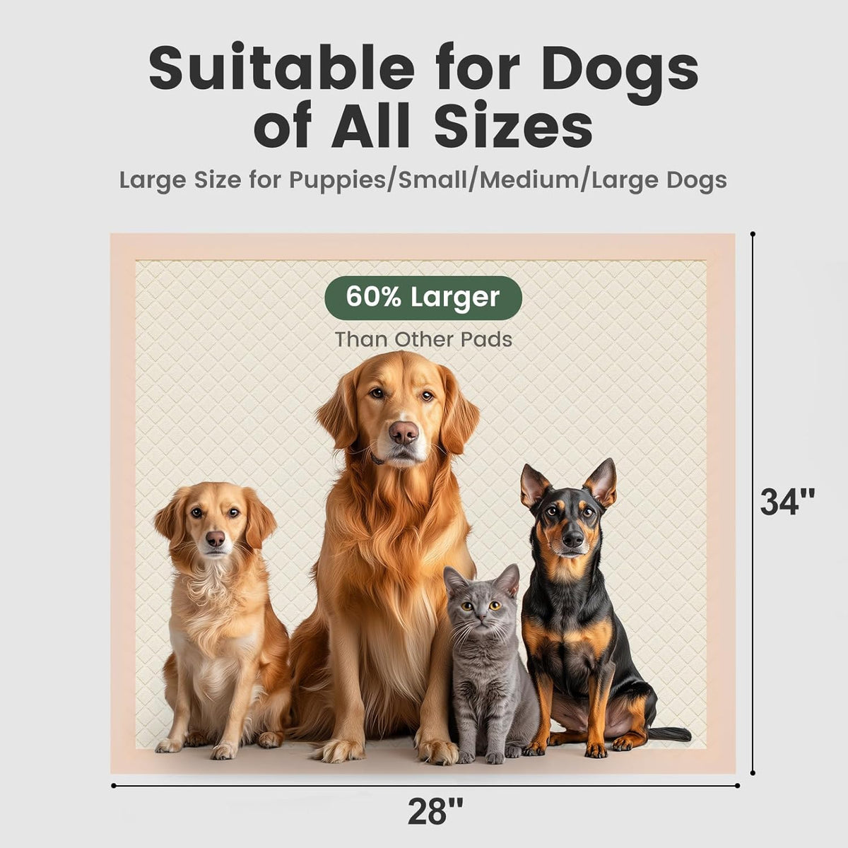 Gardner Pet Disposable Puppy Pads XL, 28"x34" Pee Pads for Dogs, Super Absorbent & Leak-Proof Full