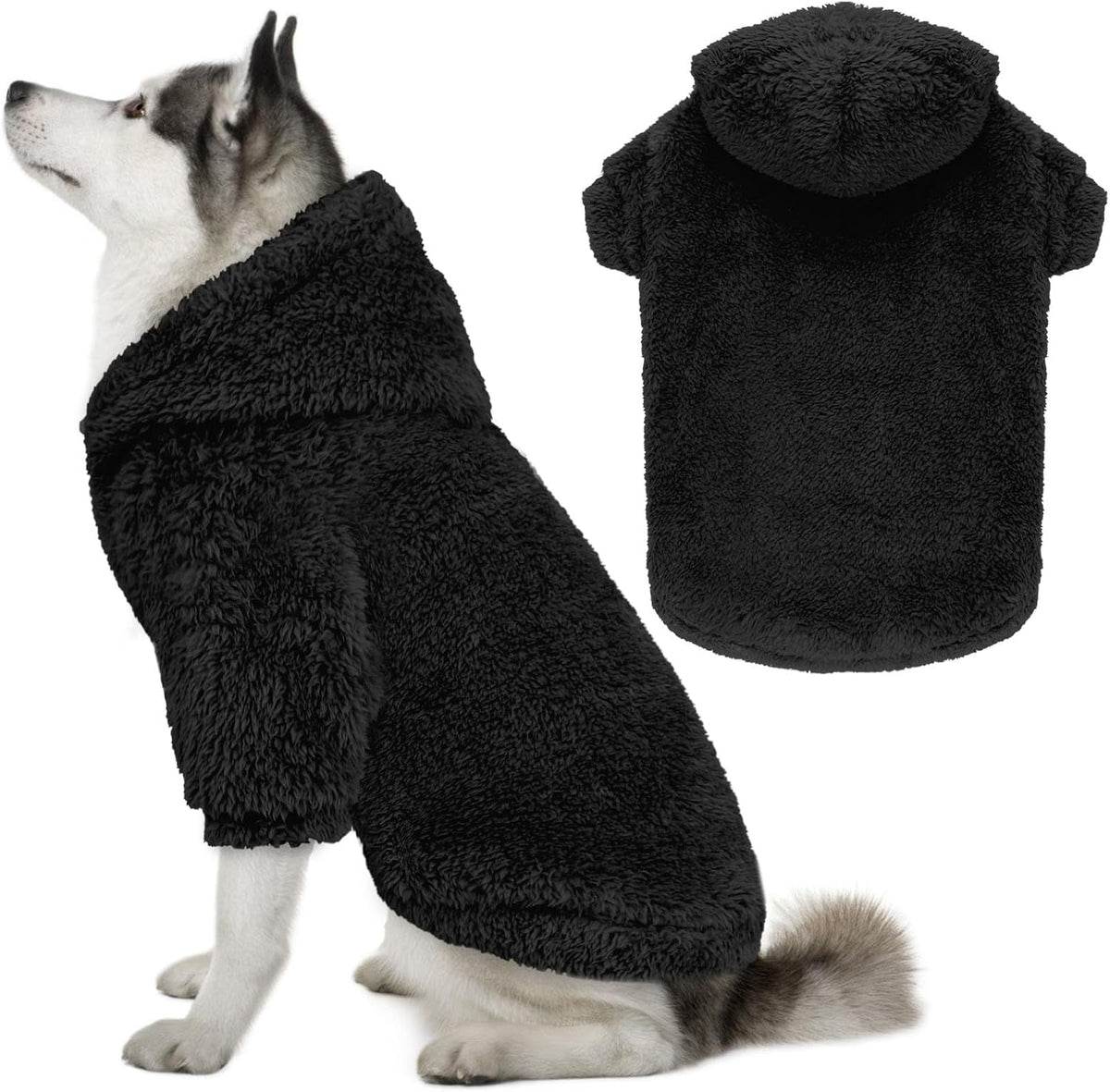 Fuzzy Dog Sweaters for Large Dogs Soft Double-Sided Plush Fleece Pet Sweater Clothes Pet Coats Dog