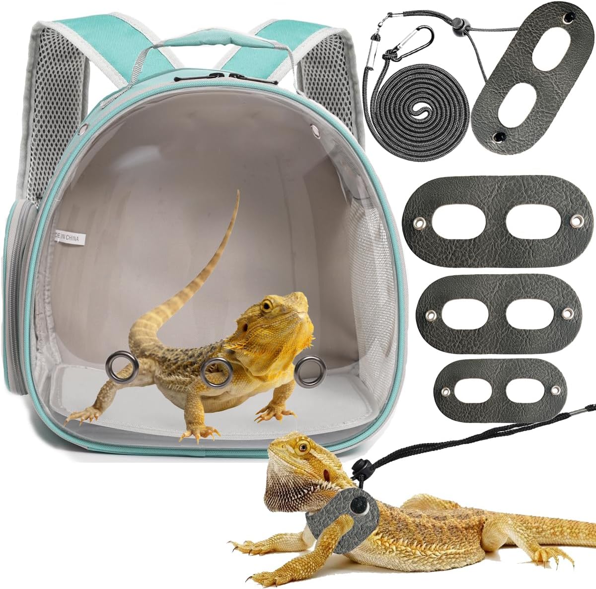 Bearded Dragon Travel Backpack with Harness and Leash Set,Lizard Backpack Travel Carrier,Space