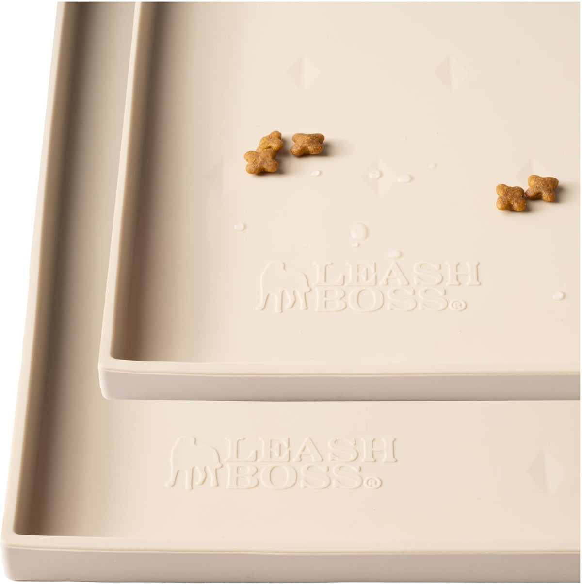 Leash Boss 2 Pack Dog Food Mats for Food and Water Bowls, Thick Waterproof Silicone Pet Feeding Mat