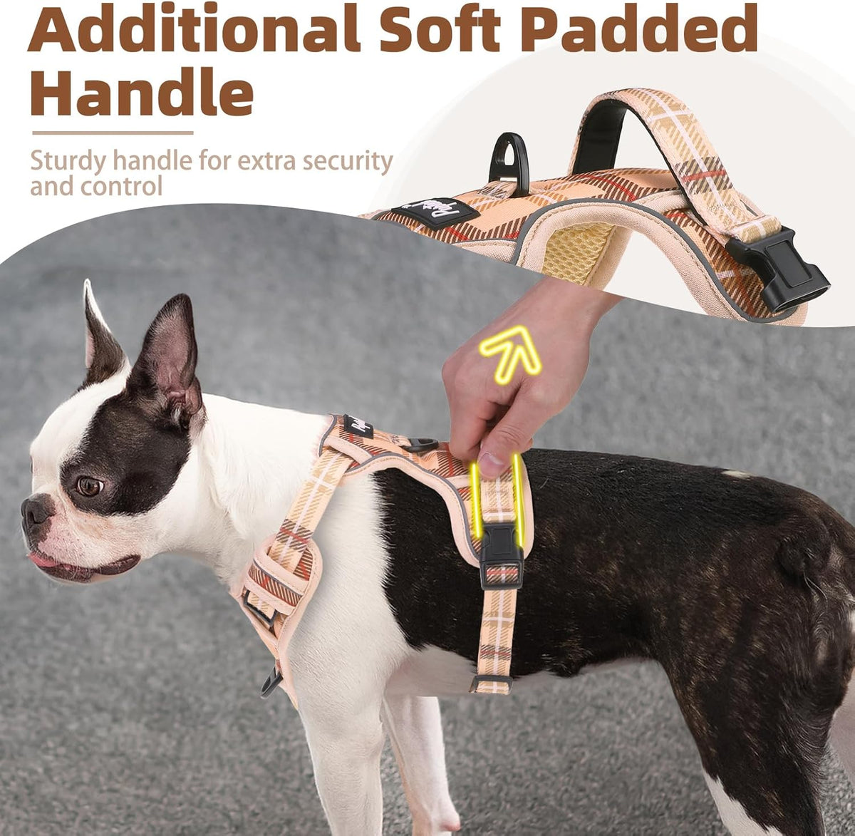 PUPTECK No Pull Dog Harness Medium Sized, Adjustable Reflective Dog Harness with Handle Easy