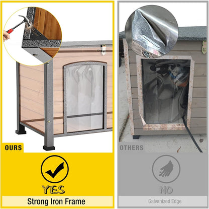 Aivituvin Dog House Outdoor Heated Dog Kennel with Insulated Liner & Heater for Winter Strong Iron