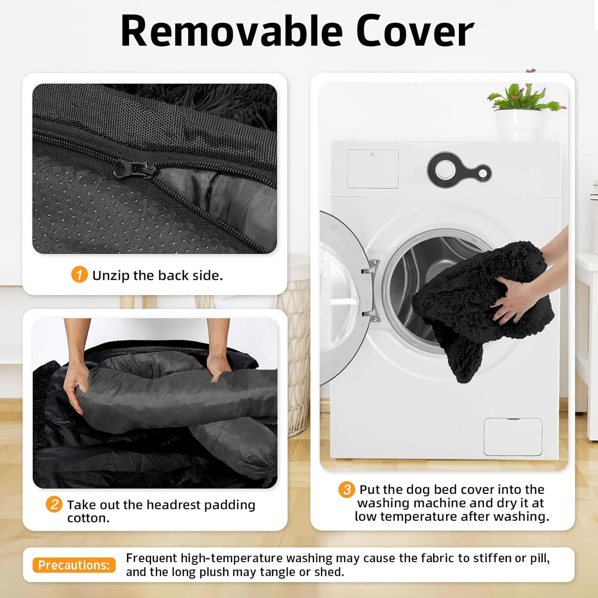 GGIB Calming Dog Bed Fluffy Plush Dog Mat for Furniture Protector with Removable Washable Cover for