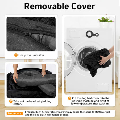 GGIB Calming Dog Bed Fluffy Plush Dog Mat for Furniture Protector with Removable Washable Cover for