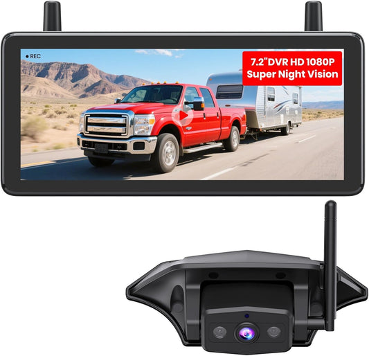 AUTO-VOX RV Backup Camera Wireless Plug and Play: Pre-Wired for Furrion System, IR Night Vision, HD