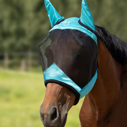 Harrison Howard Pro Luminous Horse Half Face Fly Mask Large Eye Space with Ears UV Protection for