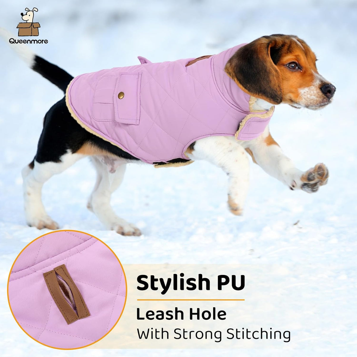 Queenmore Warm Dog Coat, Cold Weather Puffer Dog Coat Vest, Quilting Winter Pet Jacket Ultra Thick