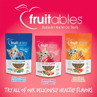 Fruitables Cat Treats Crunchy Salmon & Cranberry Cat Treats Healthy Low Calorie, High Protein