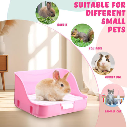 15 Pcs Rabbit Starter Kit Small Rabbit Litter Box Animal Grooming Kit Bunny Toys Bowl Blankets with
