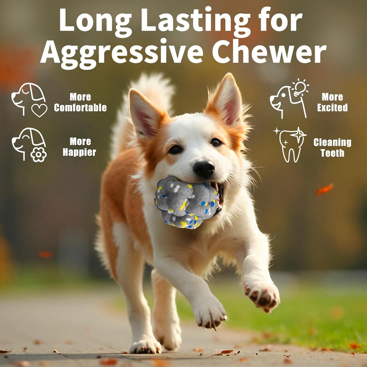Upgrade Dog Balls Interactive Toys for Aggressive Chewers, Indestructible Tennis Durable Bouncy for