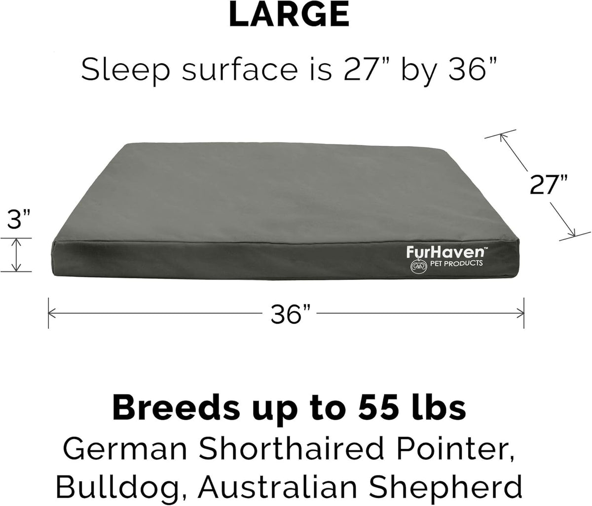 Furhaven Water-Resistant Cooling Gel Dog Bed for Large/Medium Dogs w/ Removable Washable Cover, For