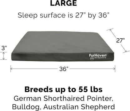 Furhaven Water-Resistant Cooling Gel Dog Bed for Large/Medium Dogs w/ Removable Washable Cover, For