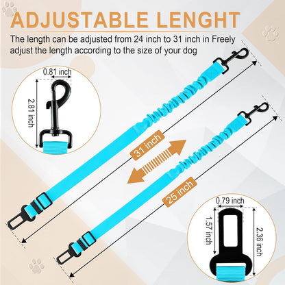 LivTee Dog Seat Belt for Car, Retractable Pet Safety Harness, Adjustable Nylon Dog Seatbelt Leash