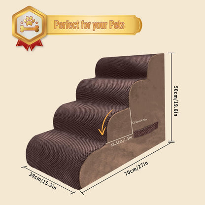 PAWSCART Dog Stairs for Small Dogs and Cats, 4-Step Dog Steps for Bed, 19.6" H Pet Stairs for High
