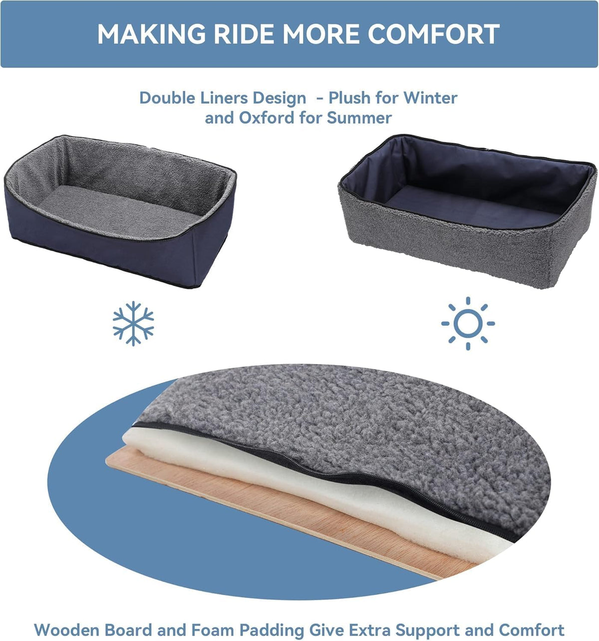 A 4 Pet Dog Car Seat for Medium/Large Dog or 2 Small Dogs, Booster Car Seat with Storage Bags and 2