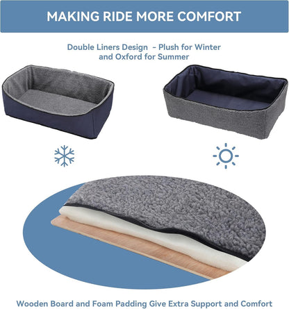 A 4 Pet Dog Car Seat for Medium/Large Dog or 2 Small Dogs, Booster Car Seat with Storage Bags and 2