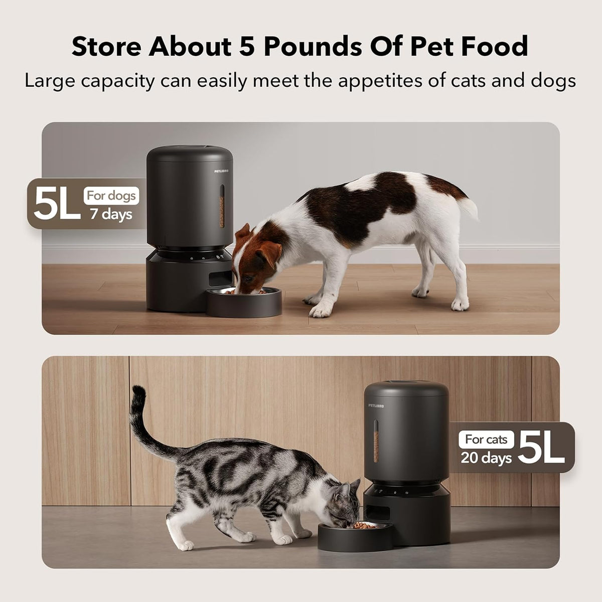PETLIBRO Automatic Cat Feeder, 5G WiFi Automatic Dog Feeder with Freshness Preservation, 5L Timed