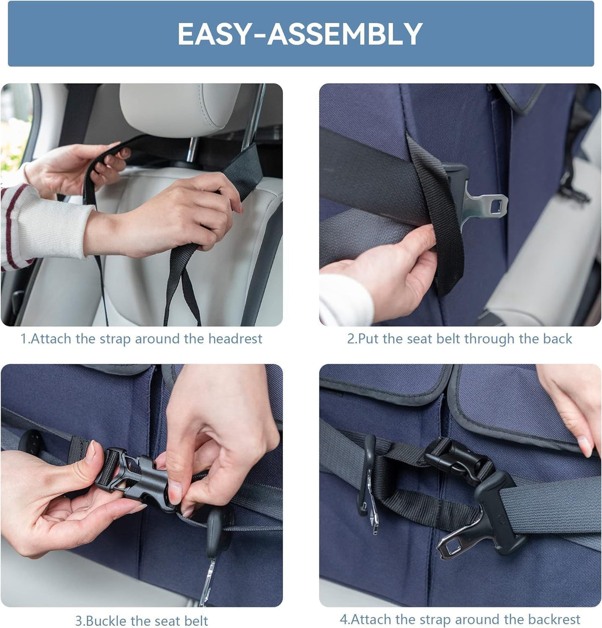 A 4 Pet Dog Car Seat for Medium/Large Dog or 2 Small Dogs, Booster Car Seat with Storage Bags and 2