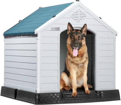 LEMBERI Durable Waterproof Plastic Dog House for Small to Large Sized Dogs, Indoor Outdoor Doghouse