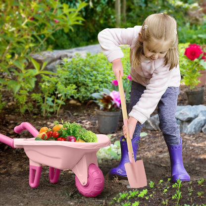 Kids Gardening Tools Outdoor Toys Set Backyard Play with Wheelbarrow Educational STEM Learning