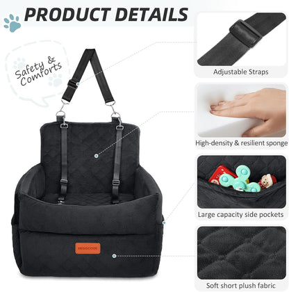 Small Dog Car Seat, Memory Foam Dog Booster Car Seats with Thick Cushion for Medium Dogs Under