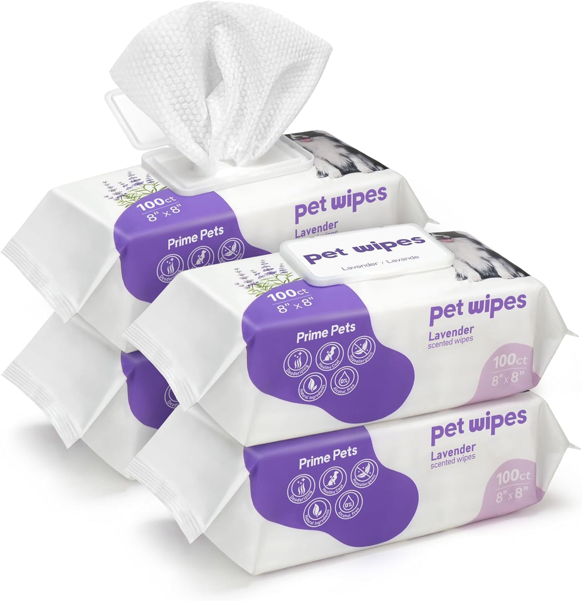 PrimePets 400pcs Dog Wipes for Paws and Butt, Large Pet Wipes for Dogs, Dog Wipes Cleaning