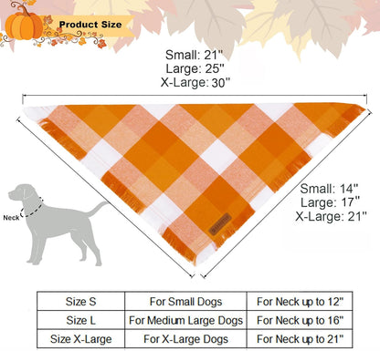 ADOGGYGO Fall Dog Bandanas, Halloween Thanksgiving Pet Bandana, Multiple Sizes Offered, Orange