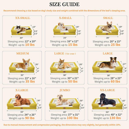 Comfort Expression Orthopedic XL Dog Beds, Waterproof Extra Large Dog Bed with Bolster, Washable