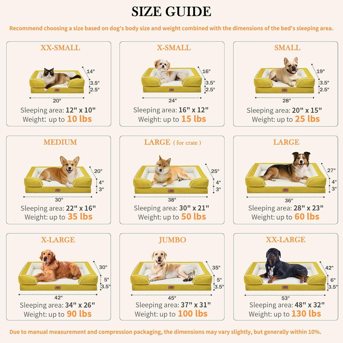 Comfort Expression XXL Dog Bed Orthopedic Foam, Waterproof Dog Beds for Oversized Dogs, Washable