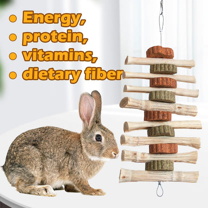 4 PCS Rabbit Chew Toys for Teeth Grinding, Delicious Bunny Cage Hanging Chew Toys, Natural Sweet