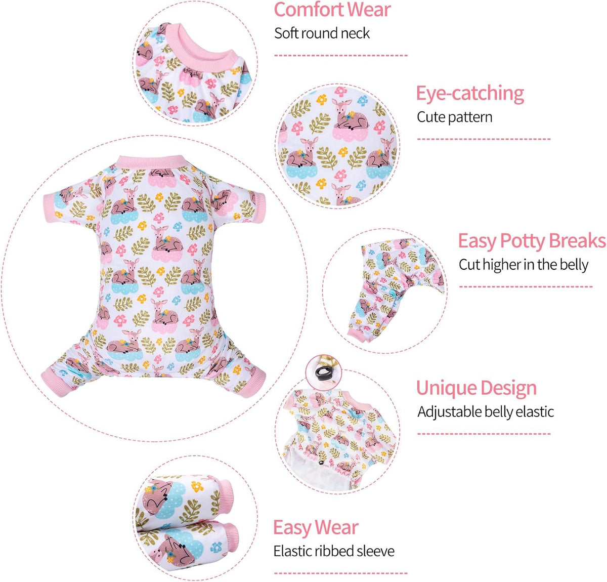 CuteBone Small Dogs Outfit Soft Puppy Onesies Pjs Dog Pajamas Pet Coat Cat Apparel Comfy Doggie