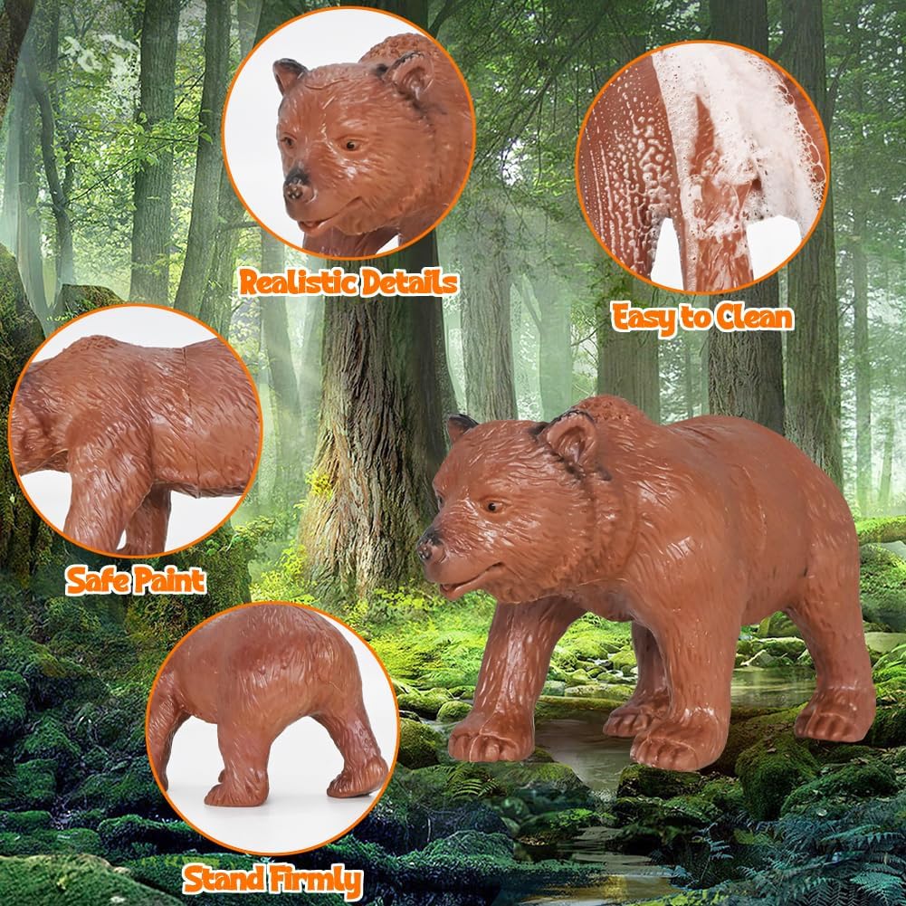 24Pcs Safari & Zoo Animals Figures, Realistic Plastic Animal Toys Set for Kids 1 2 3, Lion