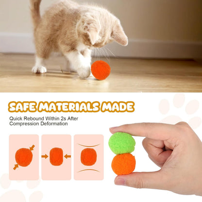50Pcs Cat Toys Pom Pom Balls with 1 Launcher Set, Interactive Cat Toy Stuff for Indoor Both Adult &