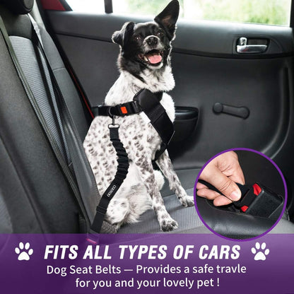 COOYOO Dog Seat Belt,3 Piece Set Retractable Dog Car Harness Adjustable for Vehicle Nylon Pet