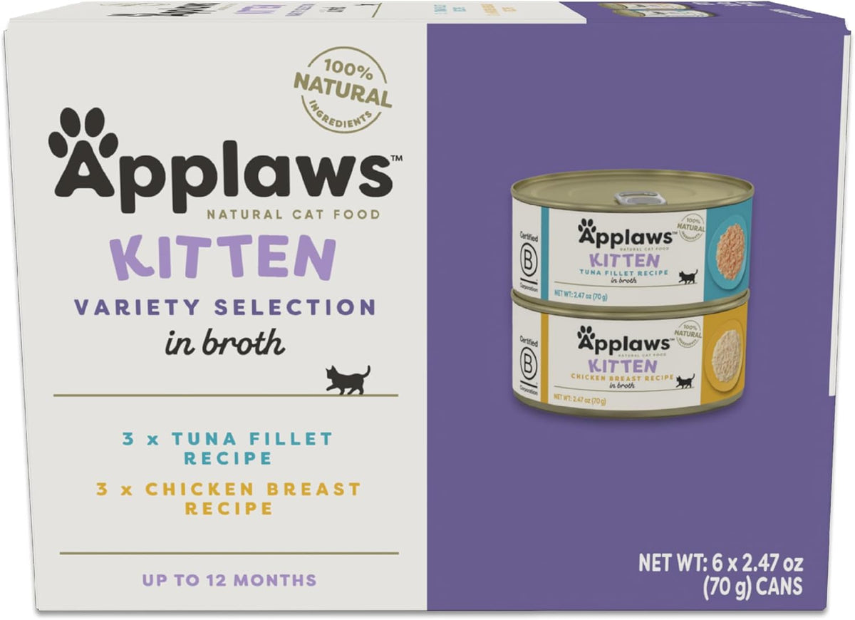 Applaws Natural Wet Kitten Food in Broth, Limited Ingredient, No Additives, Kitten Food Variety