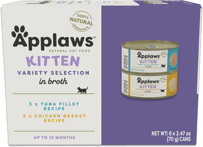 Applaws Natural Wet Kitten Food in Broth, Limited Ingredient, No Additives, Kitten Food Variety