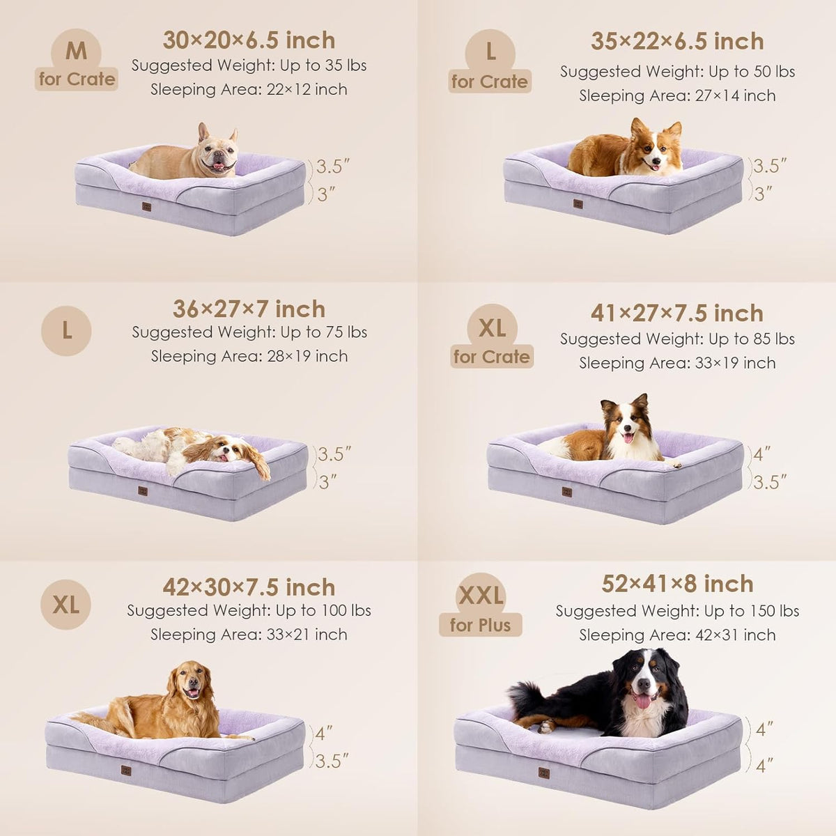 EHEYCIGA Memory Foam Dog Bed for Large Sized, Orthopedic Dog Sofa with Sides and Waterproof Liner