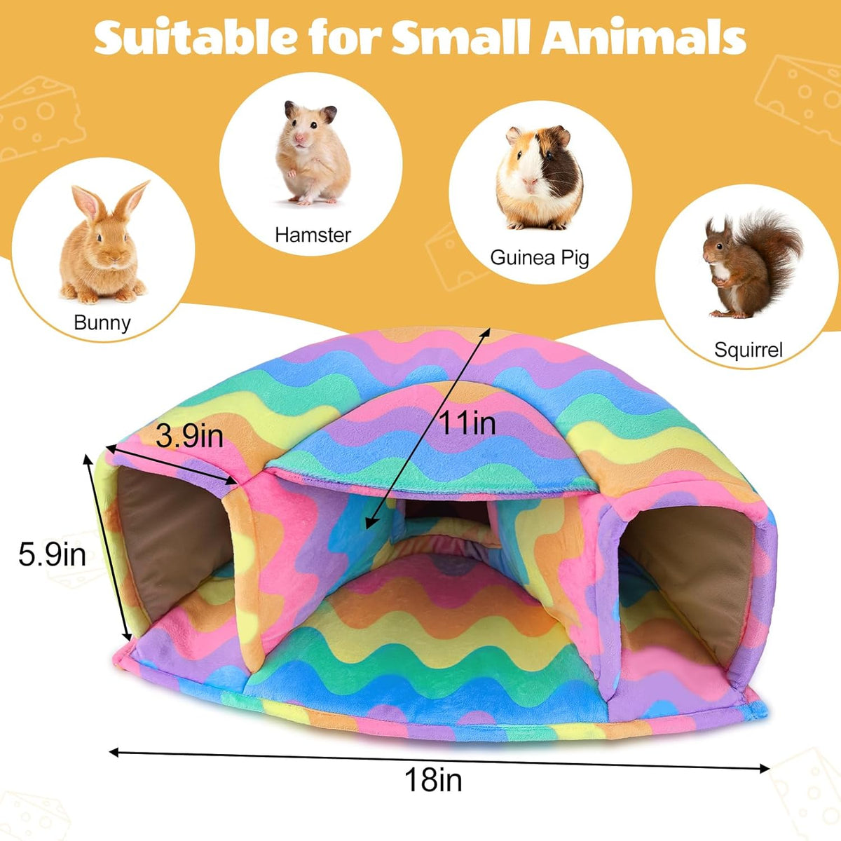 Unicorn Catcher Guinea Pig Hideout - Large Cozy Bed, Warm House, Washable Tunnel Accessories for