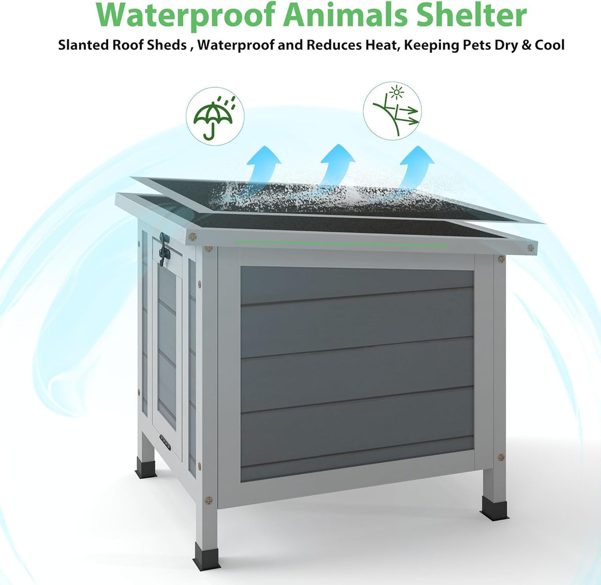 Coziwow Rabbit Hutch, Outdoor Cat House Weatherproof, Bunny Cage Indoor with Openable, Portable