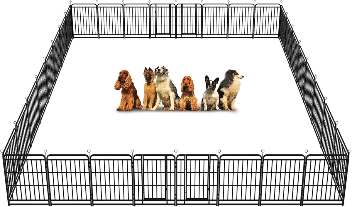 Dog Playpen Outdoor 32 Panels Heavy Duty Dog Fence 40" Height with Thick Pipe Anti-Rust with Doors