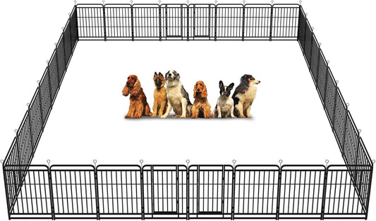 Dog Playpen Outdoor 32 Panels Heavy Duty Dog Fence 40" Height with Thick Pipe Anti-Rust with Doors